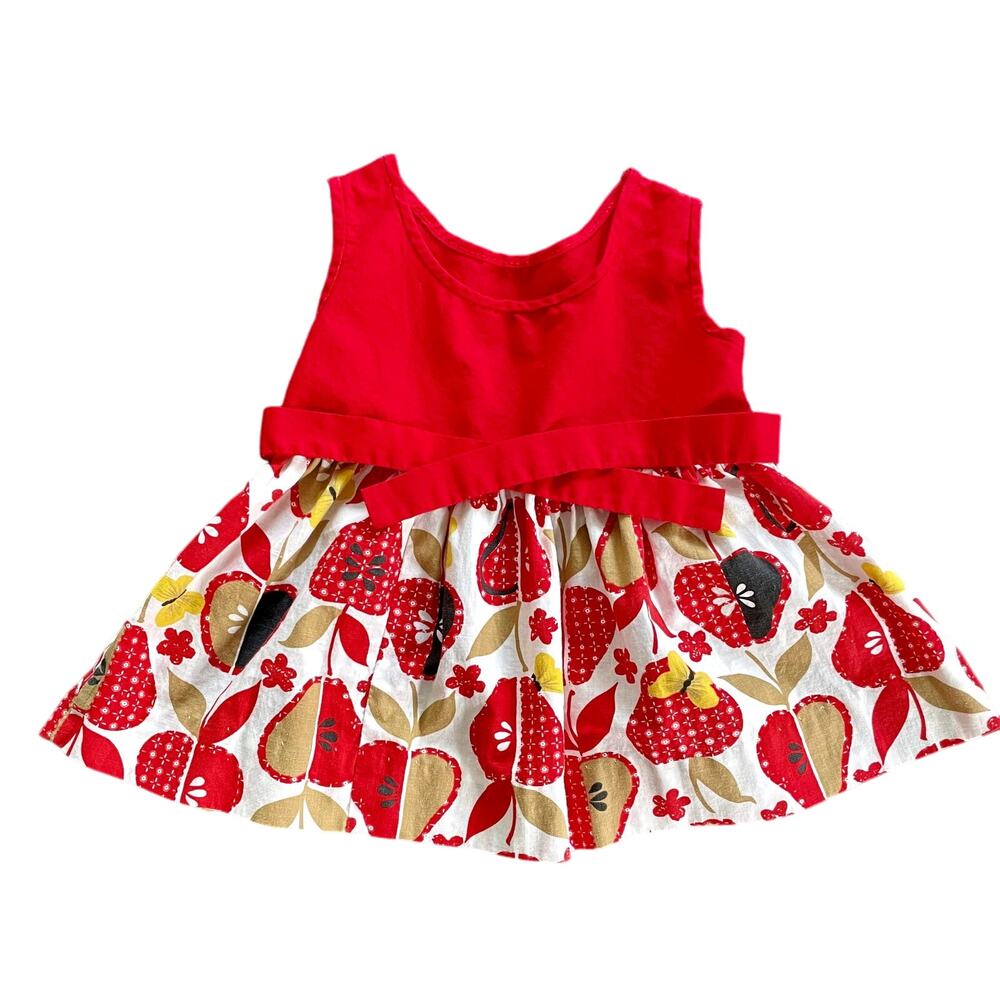 Vintage Childrens Toddlers Red Apple Dress 2T